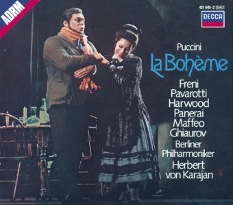 Puccini: La Bohème (2 CDs) – Berlin Philharmonic, Elizabeth Harwood, Herbert von Karajan, Luciano Pavarotti, Mirella Freni & Nicolai Ghiaurov