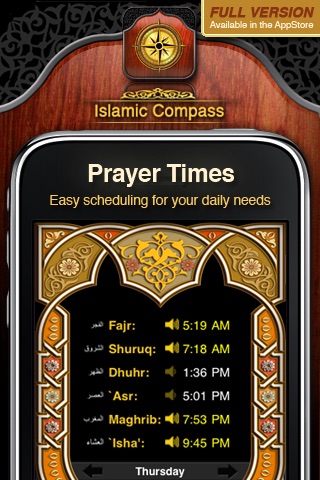 Screenshots of Islamic Compass Free - Prayer Times and Adhan Alarm for iPhone