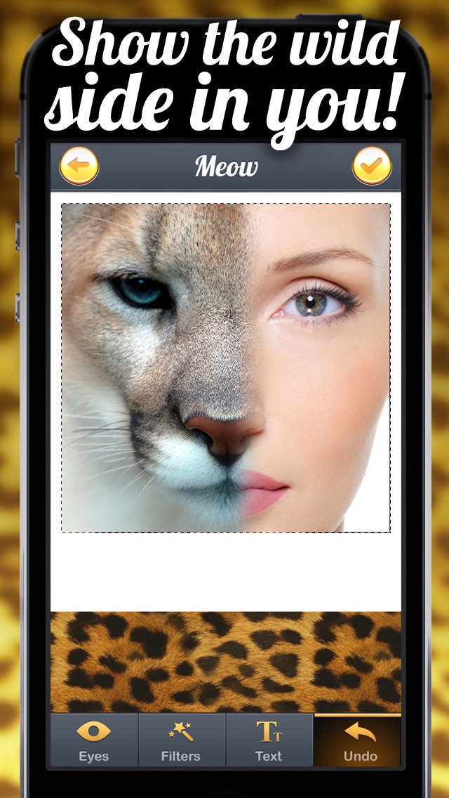 Screenshots of TigerEyes - Blend Yr Face to Ultra Awesome Tiger, Reptile or Cat Eyes Splits! for iPhone
