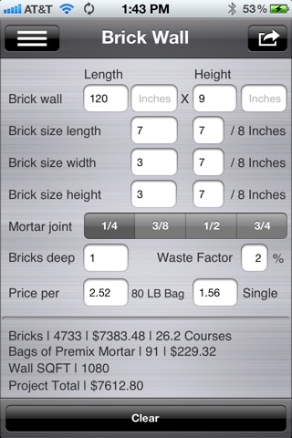 Screenshot of SiConstruct Construction Calculator
