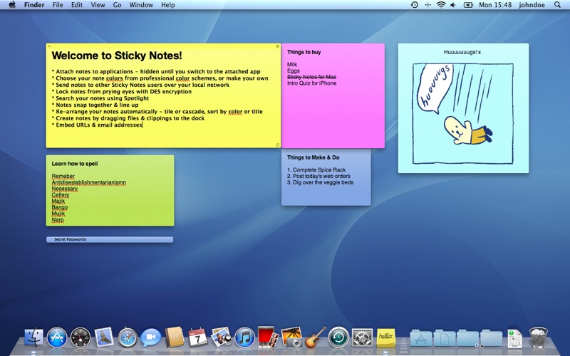 sticky note on desktop mac