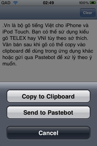 .Vn - Bộ gõ tiếng Việt cho iPhone/iPod Touch/iPad Screenshot on iOS