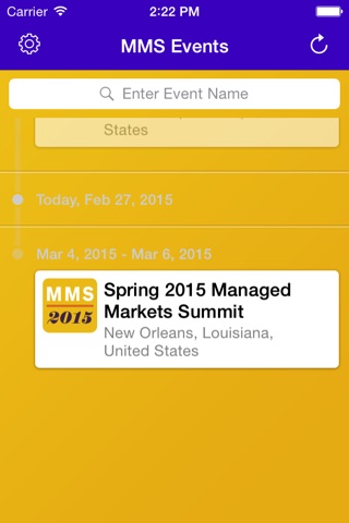 Screenshot of MMS Events