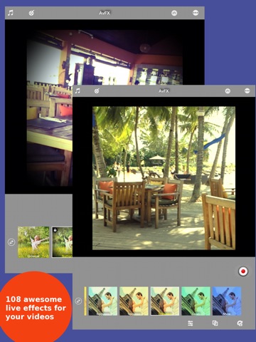 Screenshots of AvFX - awesome video effect, editor & background music edit for Instagram, Facebook, Youtube, Vine for iPad