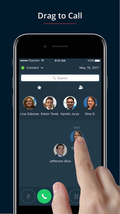 Screenshots of call.center softphone for iPhone