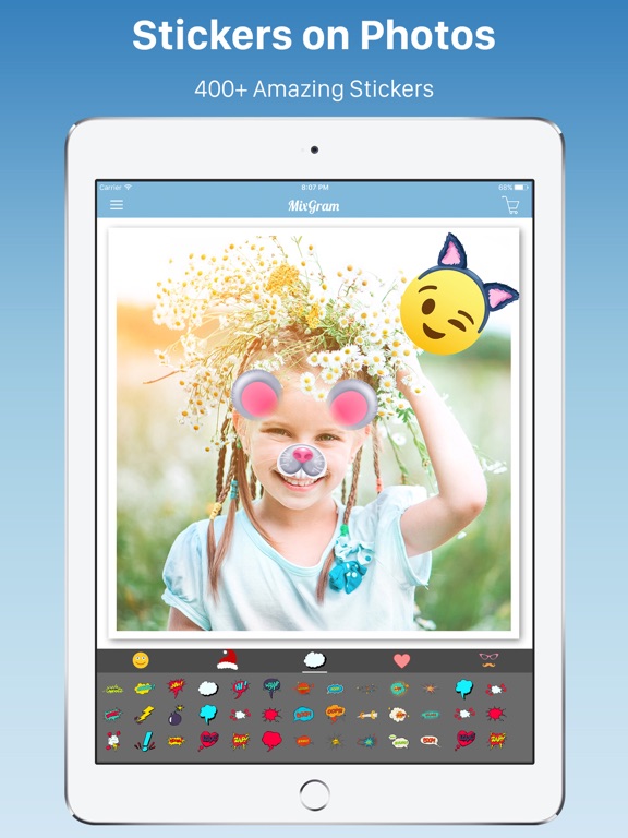 Screenshots of Mixgram - Photo Collage Maker, Picture Editor, Camera Layout.s & Sticker.s for iPad