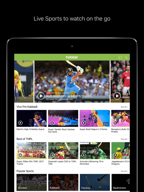 Screenshots of Hotstar for iPad
