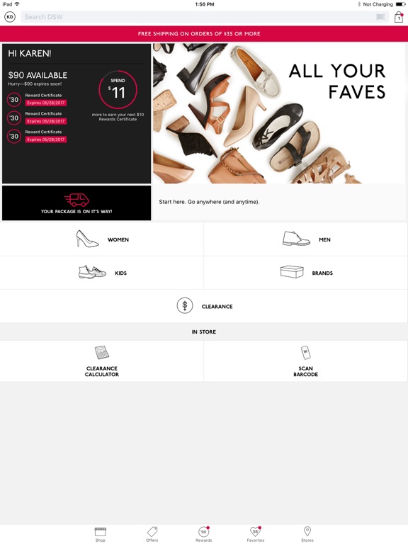 Screenshots of DSW Designer Shoe Warehouse for iPad