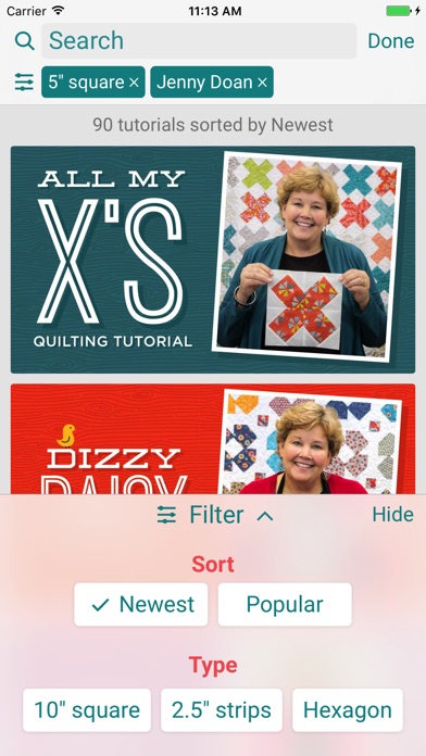 Screenshots of Quilting Tutorials by MSQC for iPhone