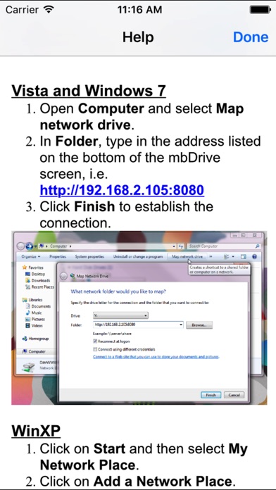 Screenshots of mbDrive Free for iPhone