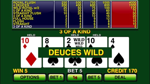 video poker multi play deuces wild bonus