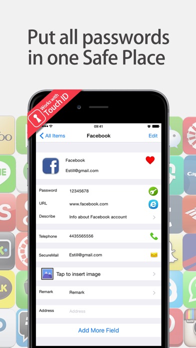 Screenshots of Private Password Manager Vault - Fingerprint Lock Passcode.s & Protect Account Login Contact.s Secure Wallet Apps for iPhone