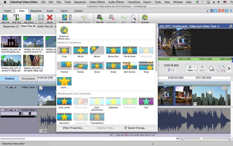 videopad video editor effects