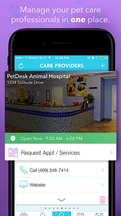 Screenshots of PetDesk for iPhone