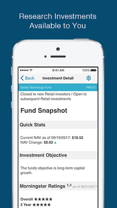 Screenshots of T. Rowe Price Personal® for iPhone