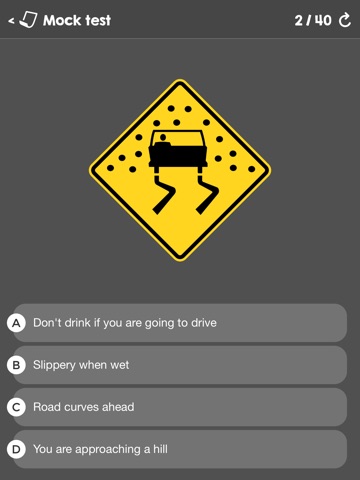 Screenshots of US Driving Knowledge Test Questions - Preparation for your Driver's License Written Exam - All States - DMV, DOL, or MVC - Free Drivers' Mock Tests for iPad
