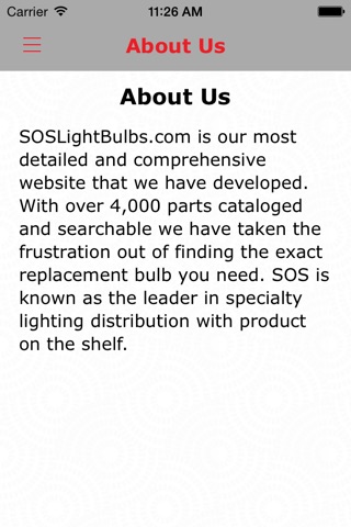 Screenshot of SOSLightBulbs.com