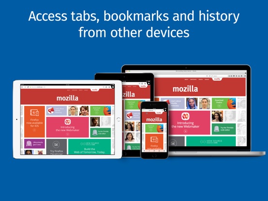 Screenshots of Firefox web browser for iPad