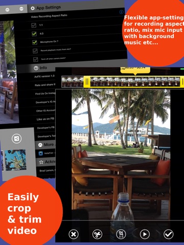 Screenshots of AvFX - awesome video effect, editor & background music edit for Instagram, Facebook, Youtube, Vine for iPad