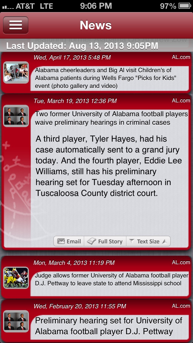 Alabama Football Live review screenshots