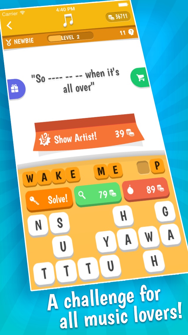 Screenshots of Song Quiz – The Free Lyric Guessing Game for iPhone