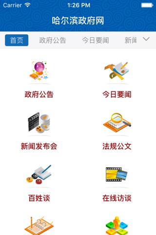 Screenshot of 哈尔滨政府网