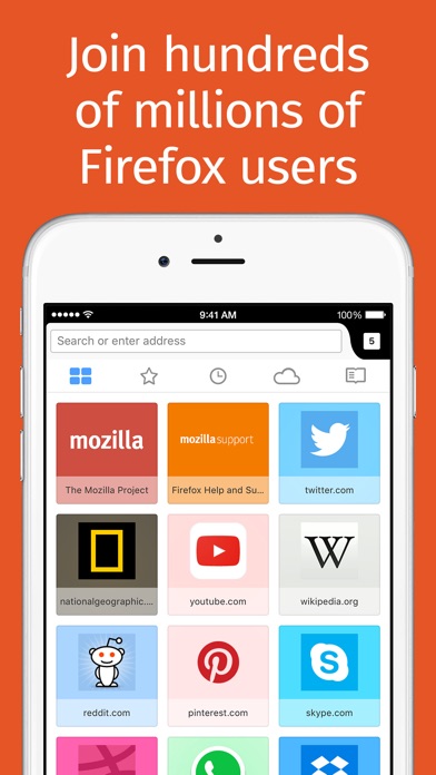 Screenshots of Firefox web browser for iPhone
