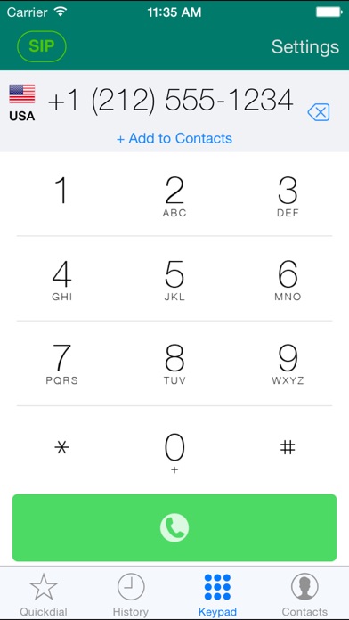 Screenshots of Acrobits Softphone for iPhone