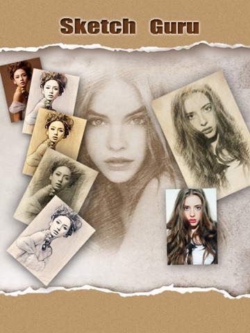 Screenshots of Sketch Guru HD - Portrait Photo Editor to add pencil & cartoon effects, texts, stickers on pic for iPad