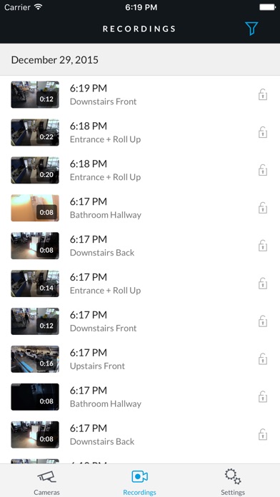 Screenshots of UniFi Video for iPhone
